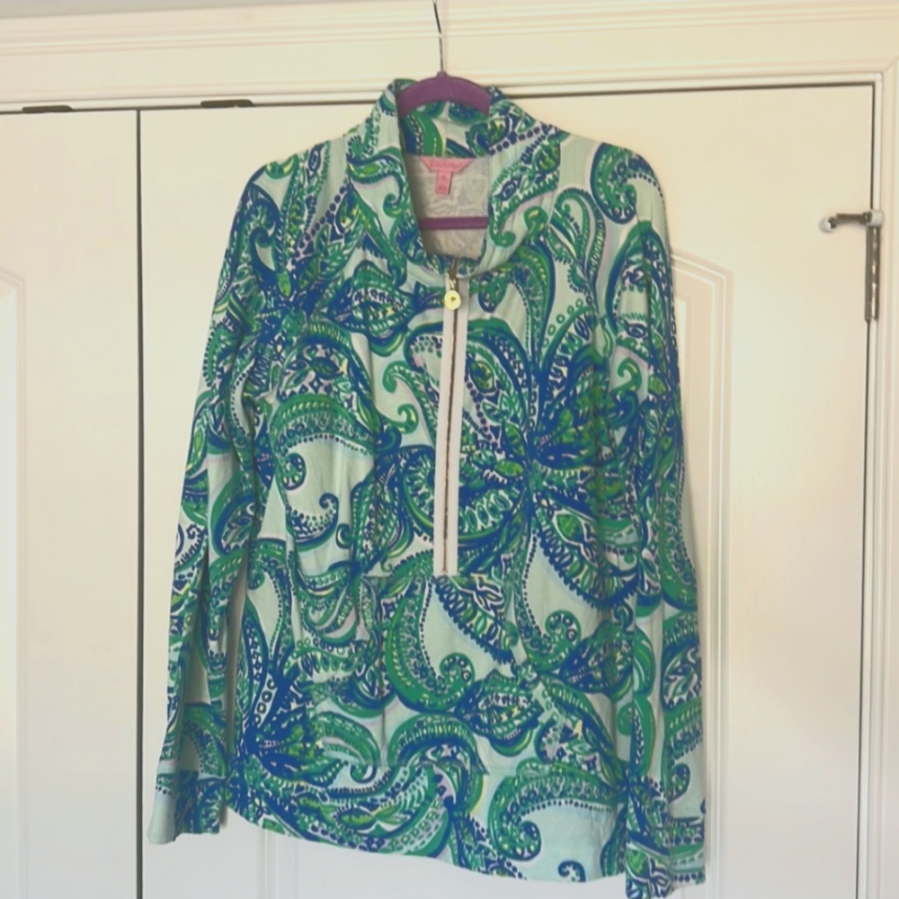 Lilly Pulitzer Blue and Green Paisley popover